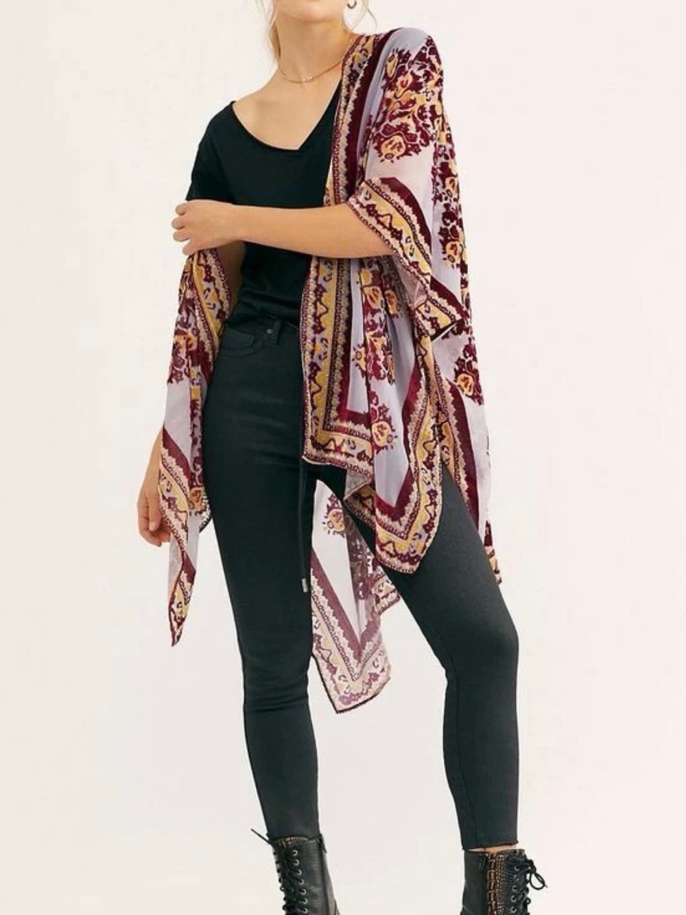 NWT Free People muse velvet burnout kimono cover up OSFM festival boho